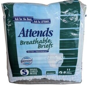 Vintage Attends Adult Diapers Breathable Briefs 2007 24 Count Made In USA NEW
